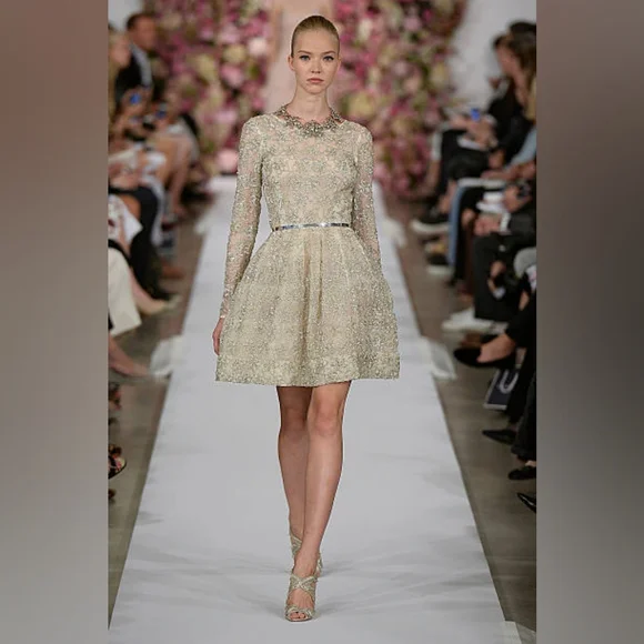 beadded runway dress SS 1998 Beaded Runway Gown with Lace Detail – Justin Reed main image 0